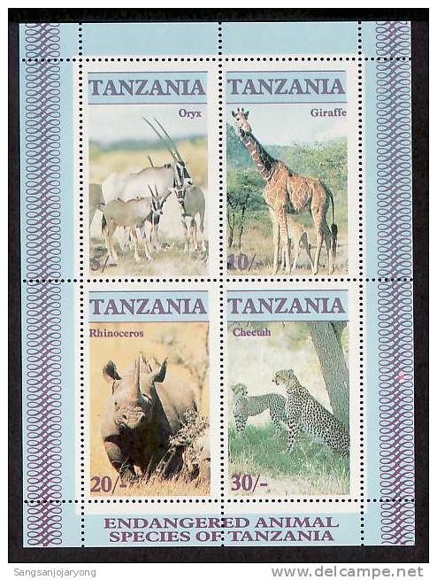 Wildlife ( Faune, Tierwelt ), Tanzania Sc322a Giraffe, Rhinoceros, Cheetah - Girafes