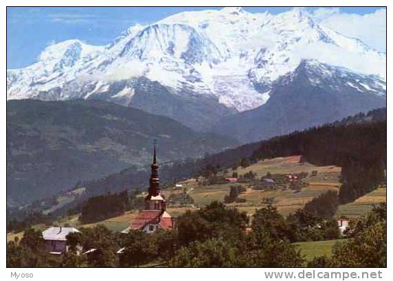 74 COMBLOUX Alt 1000m Son Clocher Face Au Masif Du Mont Blanc - Combloux
