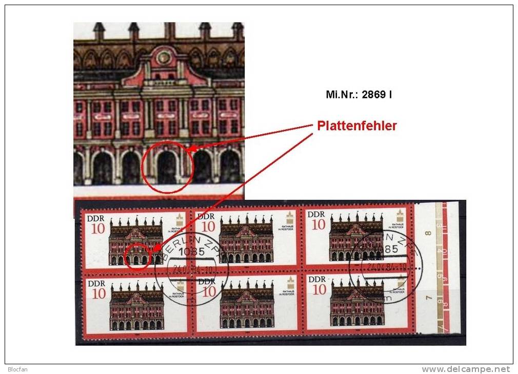 Abart Säule Im Rathaus Rostock Defekt DDR 2869 I O 22€ Mit Vergleichsstück - Errors & Oddities