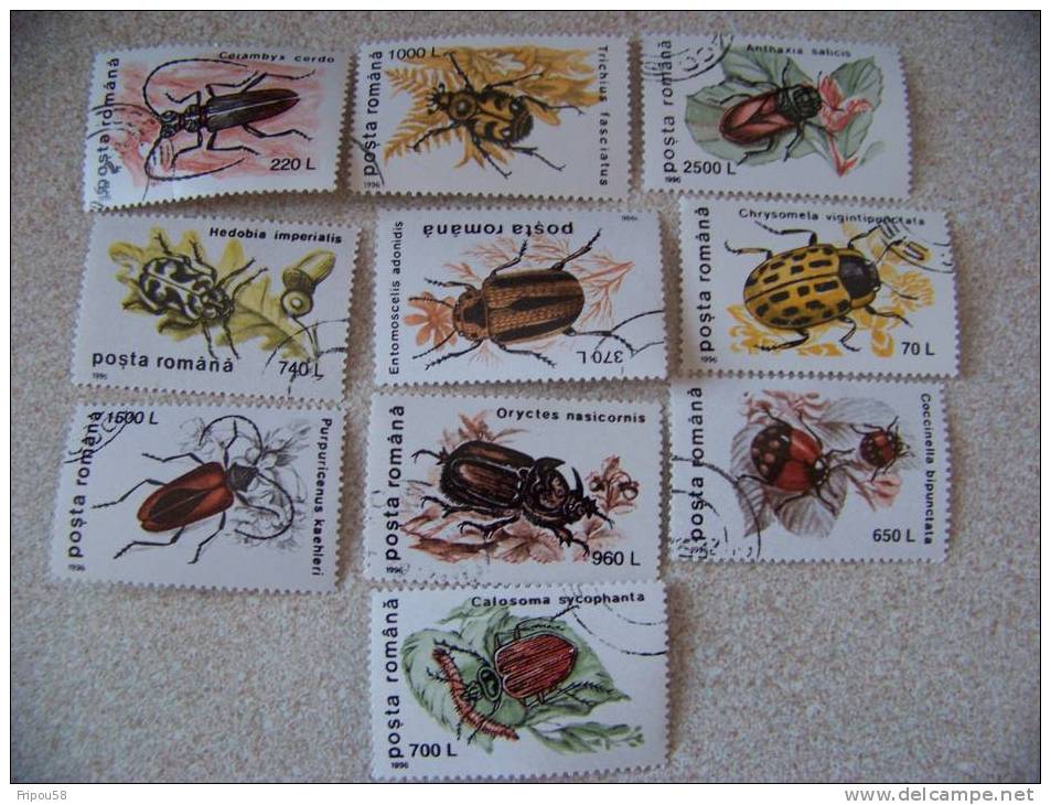 TIMBRES ROUMANIE INSECTES - Oblitérés