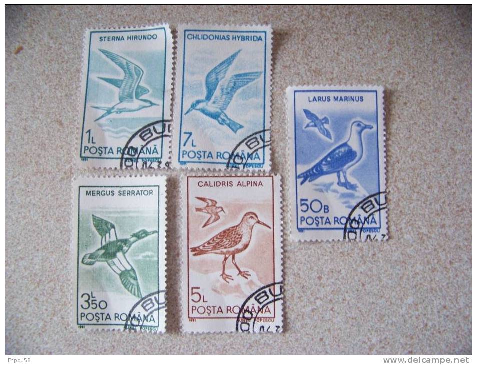 TIMBRES ROUMANIE OISEAUX - Usado