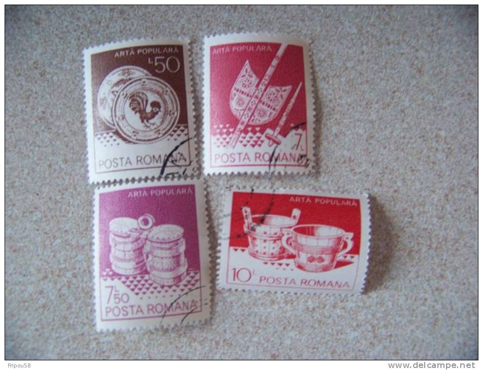 TIMBRES ROUMANIE VAISSELLE - Gebraucht