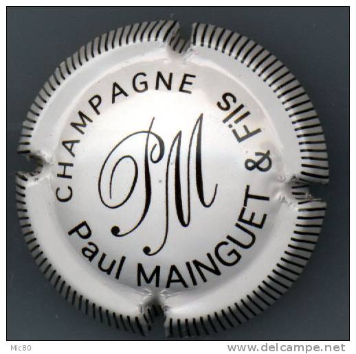 Capsule Champagne Paul Mainguet Et Fils Blanche Contour Strié Noir - Autres & Non Classés