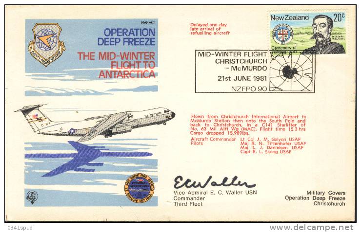 1981 Ross  Scott Base  Pôle Sud Polo Sud South Pole  Operation Deep Freeze - Flight Christchurch  Mc Murdo Sur Lettre - Other & Unclassified