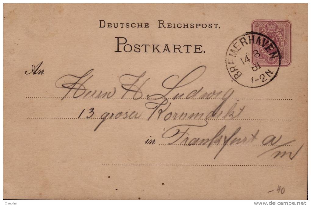 GERMANY 1881 5pf PSC 'Bremerhaven' Cancel [D6619] - Altri & Non Classificati