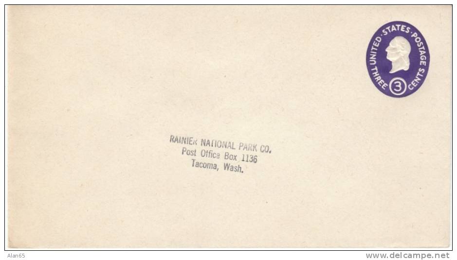 Scott #U534c, 3-cent Embossed Stamped Envelope Addressed To Mount Rainier National Park In Tacoma Washington - Brieven En Documenten