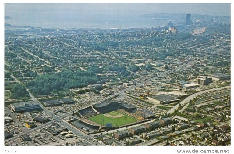 Baseball Sick's Seattle Stadium Rainier Valley Neighborhood, C1960s Vintage Chrome Postcard - Seattle