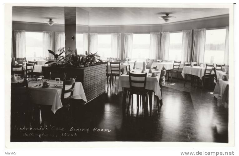 Fisherman's Cove Restaurant Interior View Bellingham WA C1940s Vintage Real Photo Postcard - Autres & Non Classés