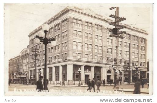 National Bank Building Bellingham WA C1920s Vintage Real Photo Postcard, Animated Street Scene - Sonstige & Ohne Zuordnung