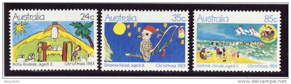 1983 Australia Complete Set Of 3 Christmas MNH Scott # 882-884 - Mint Stamps