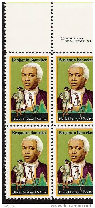 US Scott 1804 - Copyright Block Of 4 - Benjamin Banneker 15 Cent - Mint Never Hinged - Blokken & Velletjes