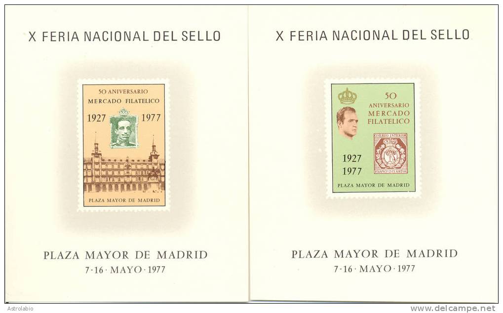 España 1977 " 50 Anivº Plaza Mayor " Hoja Recuerdo (2) Edifil 47/8 - Feuillets Souvenir