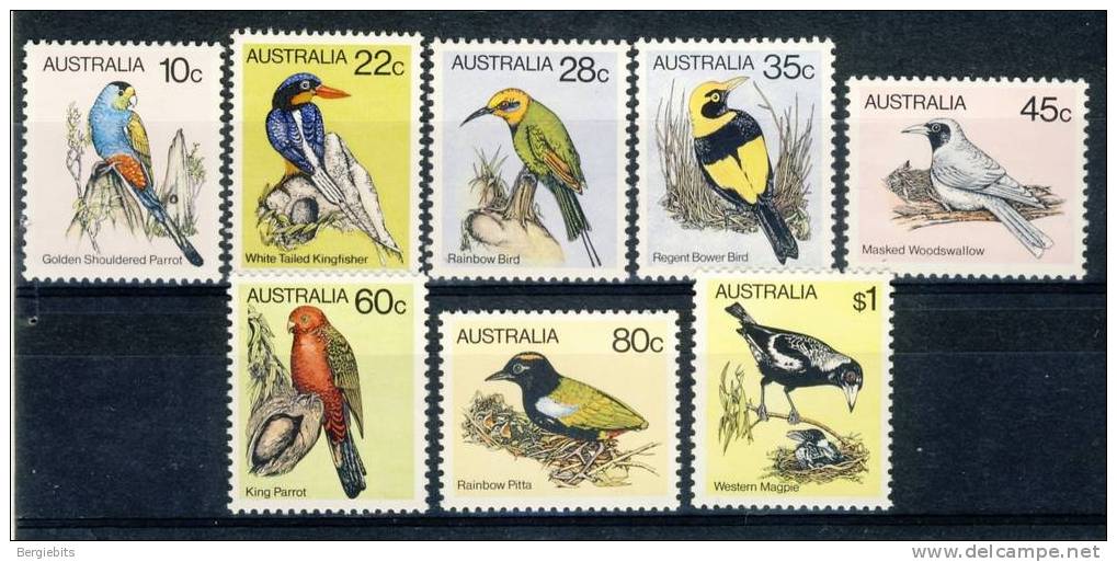 1980 Australia  Complete Set Of  8 Birds MNH Scott # 732-739 - Nuevos