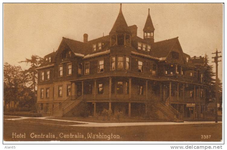 Hotel Centralia, Centralia WA, Lewis County, 1910s Vintage Postcard - Andere & Zonder Classificatie