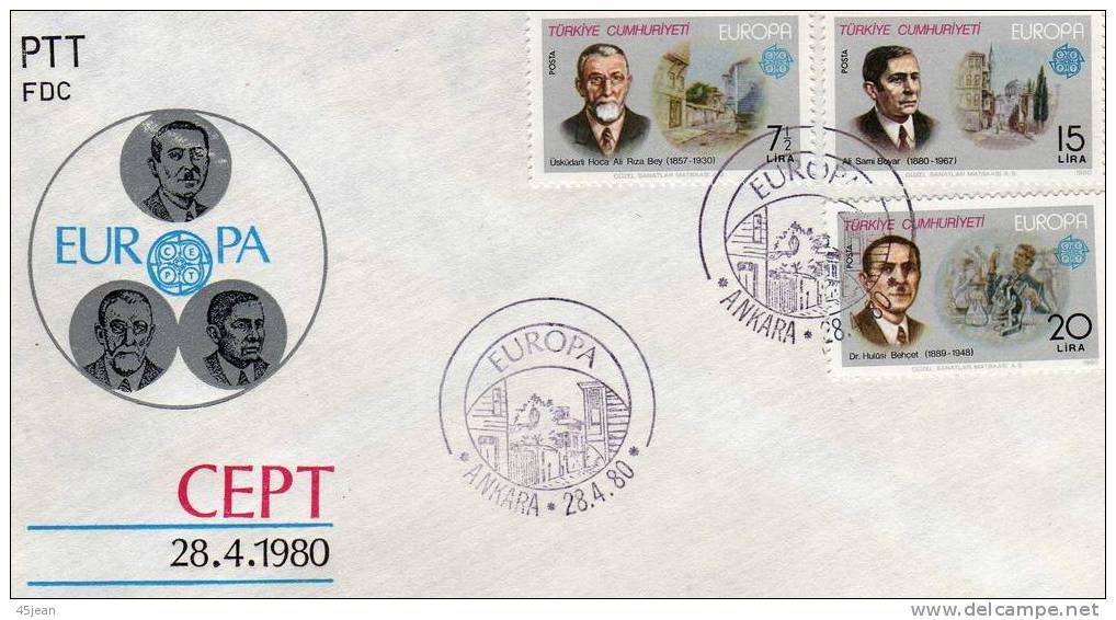 Turquie: 1980 Très Belle Fdc Europa, Série Complète - 1980