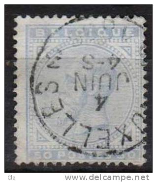 41  Obl  BXL 3  Pâle  Pli Coin  Cob 40 - 1883 Léopold II