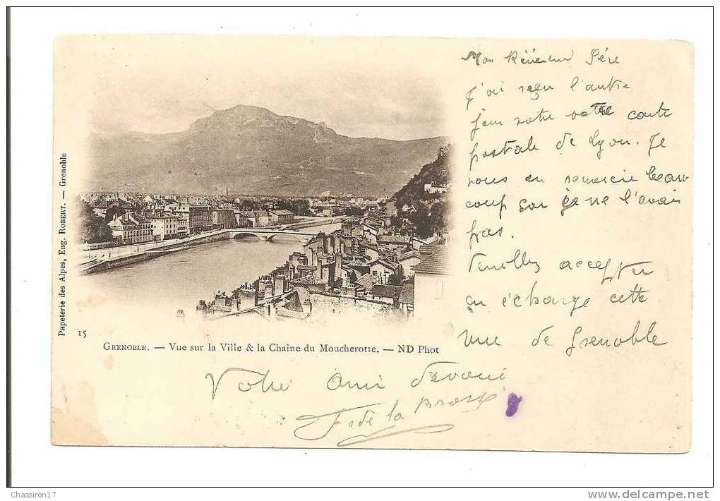 38  -  GRENOBLE  - Vue Sur La Ville & La Chaîne Du Moucherotte   - Cliché Réduit - Grenoble