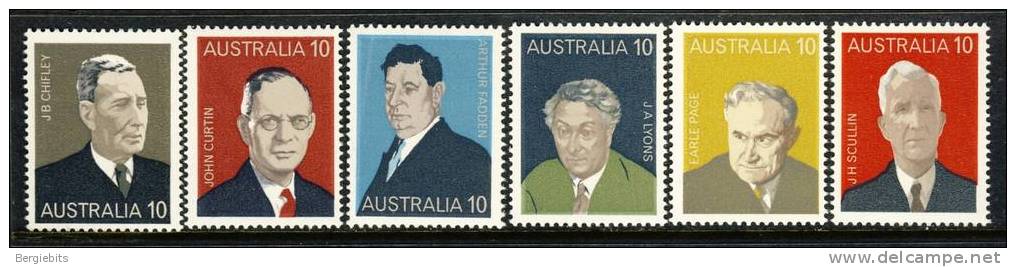 1975 Australia Complete Set Of 6 Prime Ministers  MNH Scott # 610-615 - Neufs