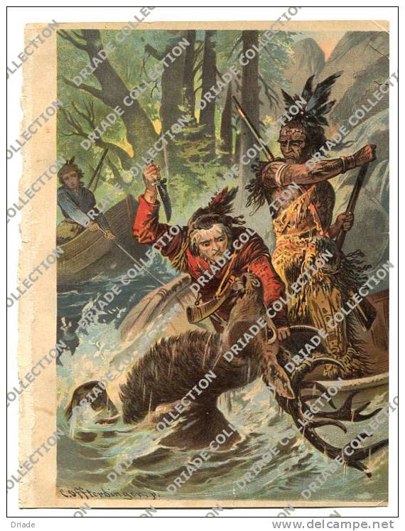 STAMPA CROMOLITOGRAFIA INDIANI D´AMERICA  INDIANS ILLUSTRATORE - Indianer