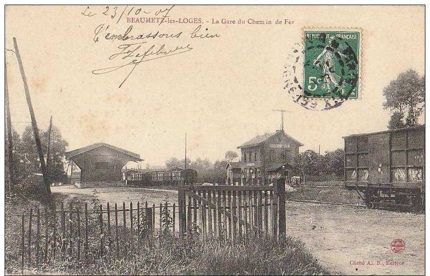 CPA 62 BEAUMETZ LES LOGES La Gare Du Chemin De Fer Train 1907 - Autres & Non Classés