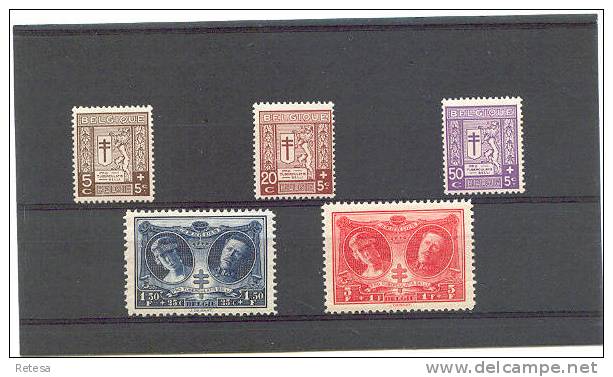 BELGIE N°240/244 TUBERCULOSEBESTRIJDING 1926 ** - Sonstige & Ohne Zuordnung