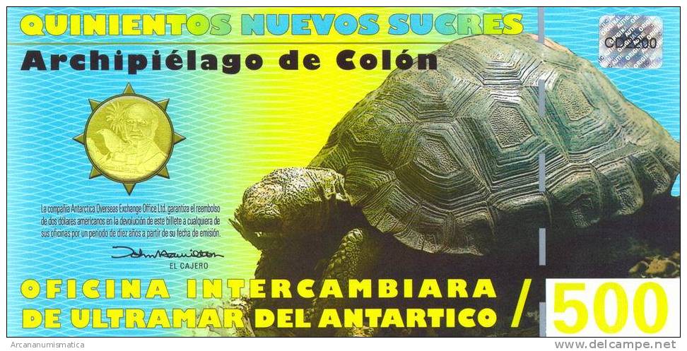 GALAPAGOS  (ISLAS) (ECUADOR)  500 NUEVOS SUCRES  12-2-2009  PLANCHA/UNC/SC  DL-6920 - Ecuador