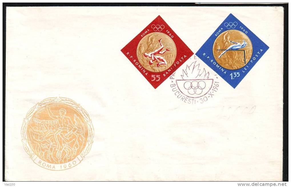 Roma 1960 FDC 1 Cover Olympic Games Imperforated,Romania. - Estate 1960: Roma