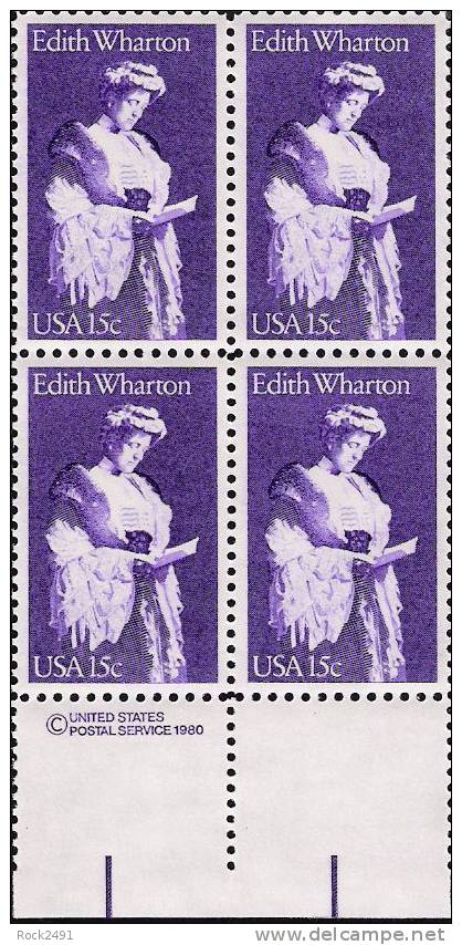 US Scott 1832 - Copyright Block Of 4 - Edith Wharton 15 Cent - Mint Never Hinged - Blokken & Velletjes