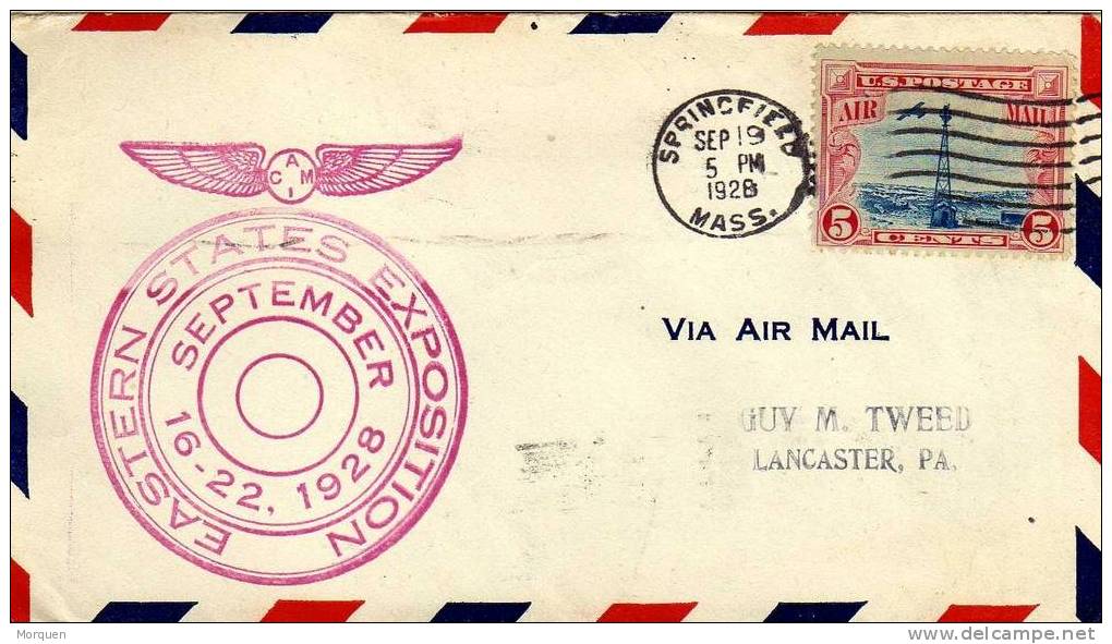 1198. Carta Aérea Springfield MASS 1928 . Estados Unidos - Briefe U. Dokumente