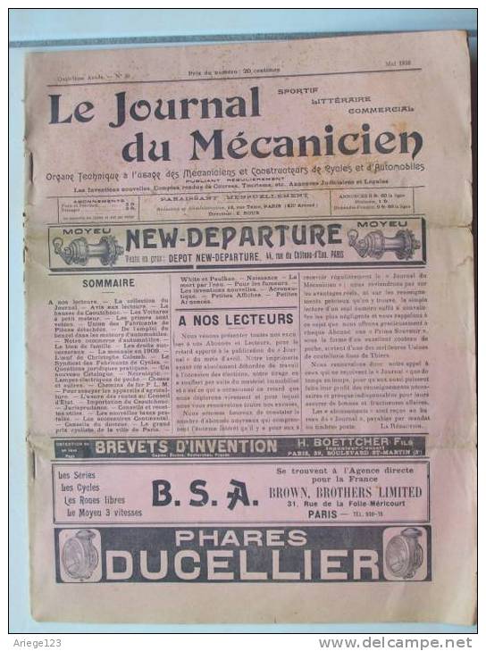 Le Journal Du Mecanicienn 40,bsa,pannetton,canadian,bouis,williams,invicta,dunlop,morisons - Motorfietsen