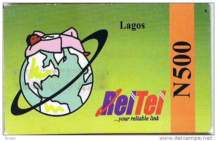 Nigeria, N 500, RelTel, Your Reliablelink, Lagos, Globe, 2 Scans. - Nigeria