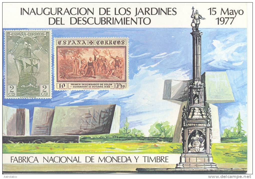 España 1977 " Jardines Del Descubrimiento " Hoja Recuerdo Edifil 52 - Feuillets Souvenir