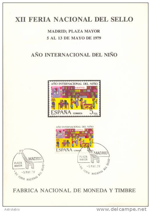 España 1979 " XII Feria Del Sello " Hoja Recuerdo Edifil 77 Matasellada - Feuillets Souvenir