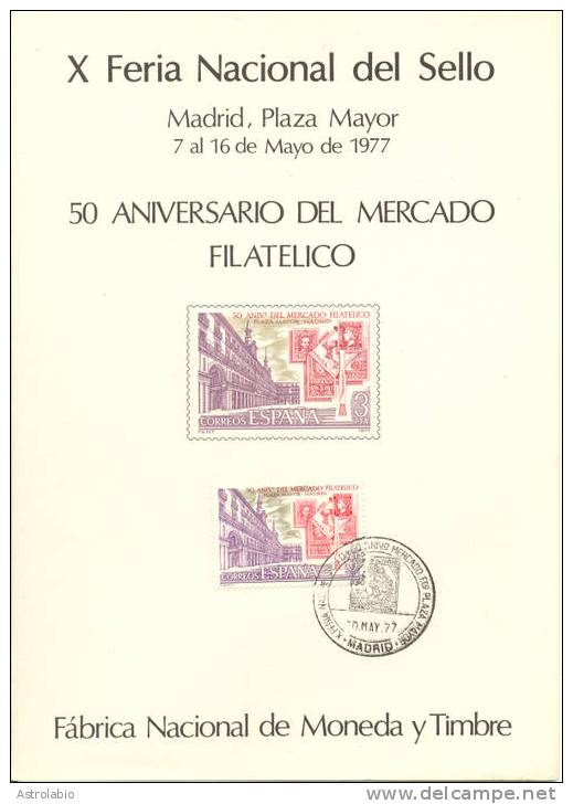 España 1977 " X Feria Del Sello " Hoja Recuerdo Edifil 67 Matasellada - Feuillets Souvenir