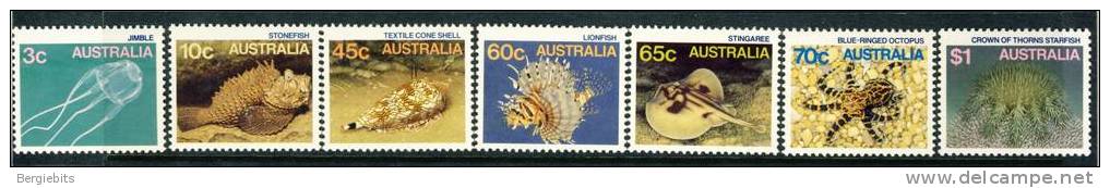 1984-86 Australia  MNH  Set Of 7  Sealife Scott # 903,905,911,914,915,916,9 20 - Mint Stamps