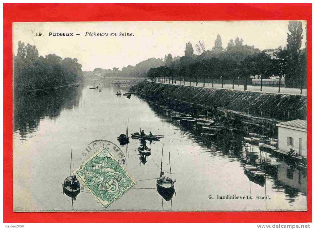 PUTEAUX 1907 PECHEURS EN SEINE CARTE EN BON ETAT - Puteaux