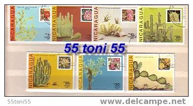 NICARAGUA  1987  FLOWERS  Cactus  7v-used - Cactusses