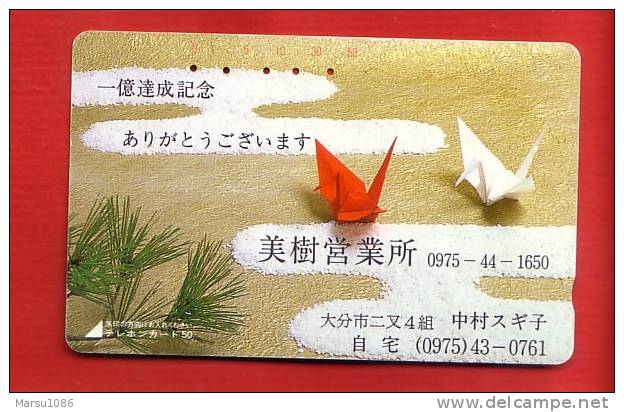 Japan Japon  Telefonkarte Phonecard -   Papiervogel Origami - Cultura