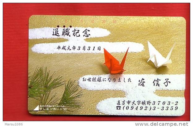 Japan Japon  Telefonkarte Phonecard -   Papiervogel Origami - Cultural