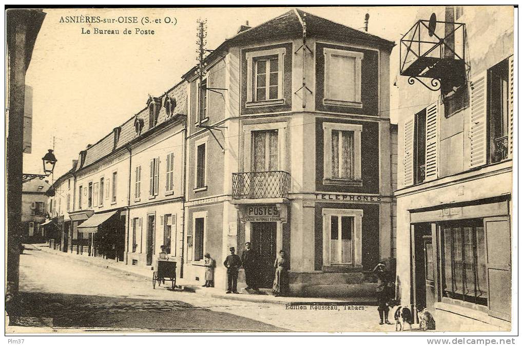 ASNIERES SUR OISE - Le Bureau De Poste - Crculé 1938 - Asnières-sur-Oise