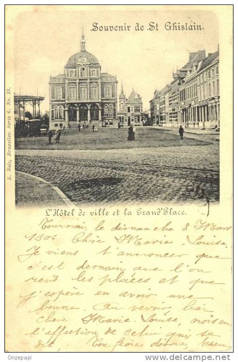 SAINT-GHISLAIN - Souvenir De... - L'hôtel De Ville Et La Grand'place - Saint-Ghislain