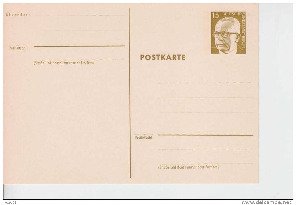 Berlin Entier Postal Au Type Heinemann Neuf , Papier Bistre - Postkaarten - Ongebruikt