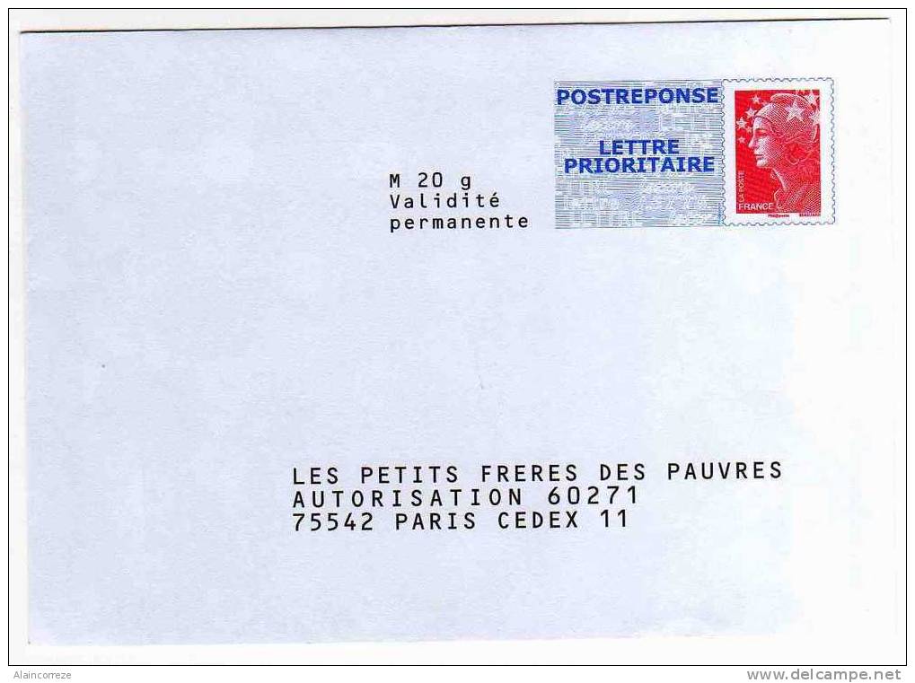 Entier Postal PAP Réponse Postreponse Paris Les Petits Fréres Des Pauvres Autorisation 60271 N° Au Dos 08P318 - Prêts-à-poster: Réponse /Beaujard