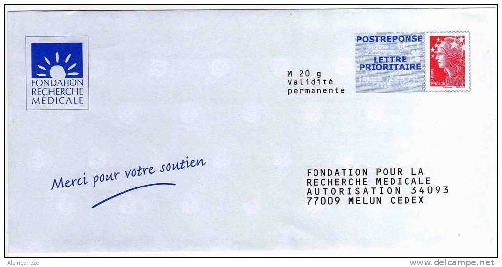 Entier Postal PAP Réponse Postreponse Seine Et Marne Melun Fondation Recherche Médicale Auto 34093 N° Au Dos 08P634 - PAP: Antwort/Beaujard