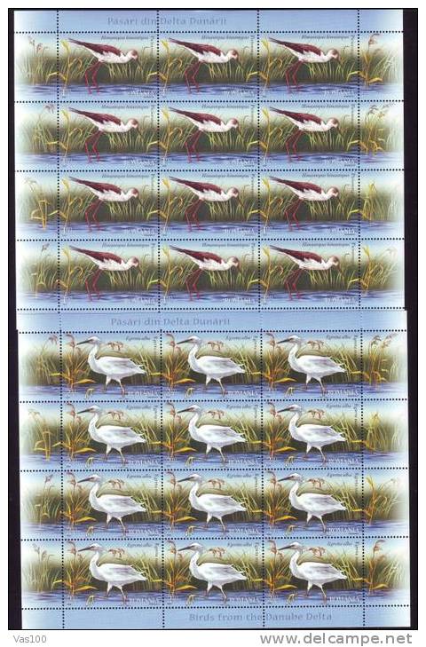 BIRDS FLAMANTS ,AIGLE,2009 MNH,4 MINISHEET 12 STAMP,ROMANIA(price Face Value!) - Hojas Completas