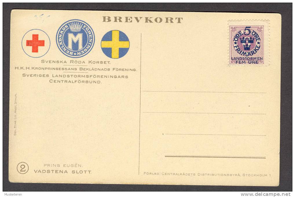 Sweden Svenska Röda Korset Swedish Red Cross Rotes Kreuz Croix Rouge Post Card Nr. 2 Prins Eugen Vadstena Slott - Croix-Rouge