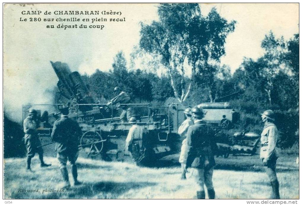 Camp De Chambaran , Le 280 Sur Chenille En Plein Recul Au Départ Du Coup Mc03 - Equipment