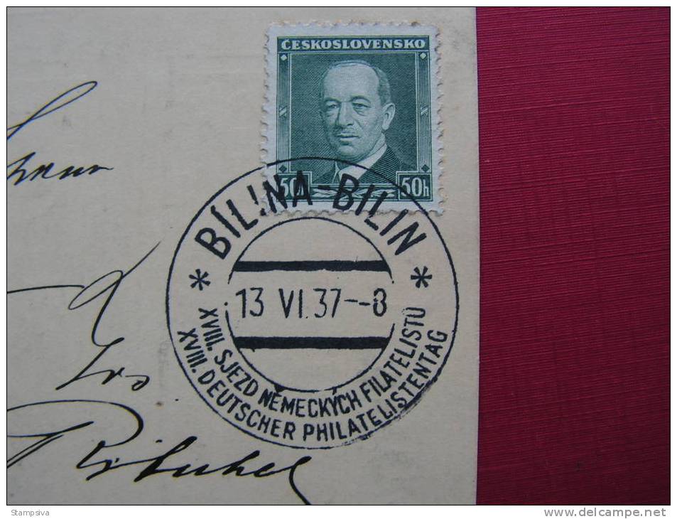 == CSR, Philatag 1937 Bad Bilin , Bilina , Heimtabeleg  Schön .. - Covers & Documents