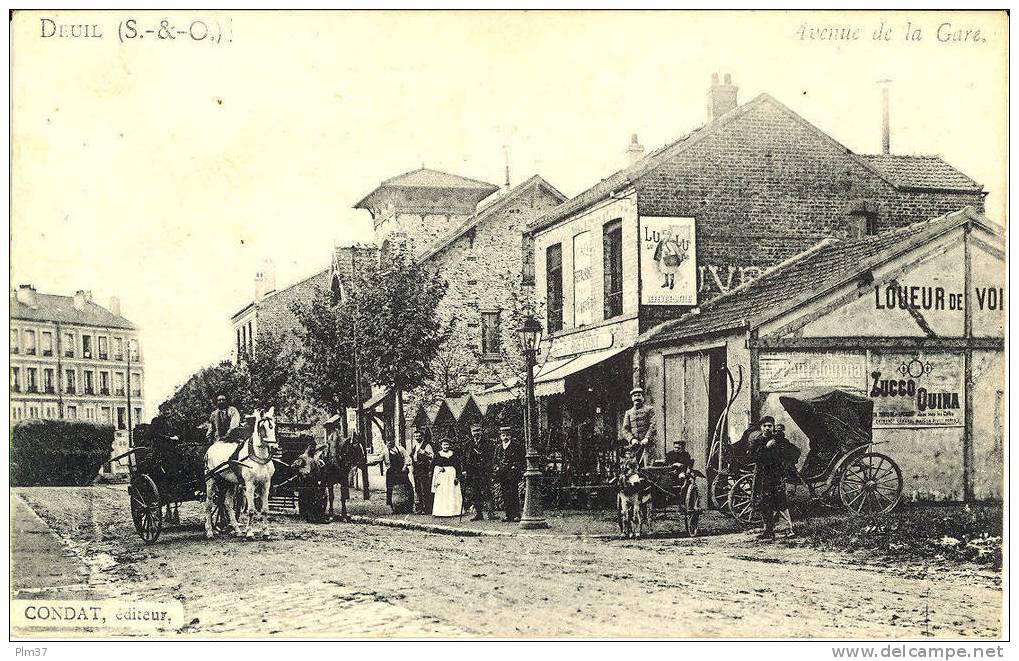 DEUIL -  Avenue De La Gare - Café Restaurant, Attelages Chevaux Et Anes,..- écrite 1914, Parfait état - Deuil La Barre