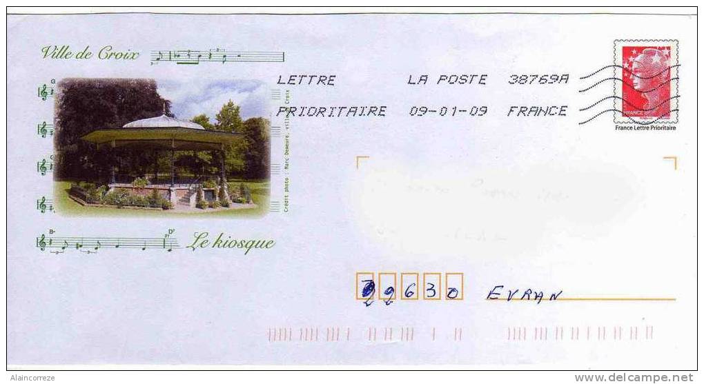 Entier Postal PAP Local Personnalisé Nord Ville De Croix Le Kiosque. Marianne De Beaujard - Prêts-à-poster:Overprinting/Beaujard